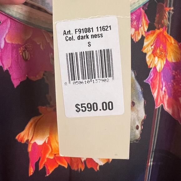 Fuzzi Striped Floral Multicolor Short Sleeve Scoop Neck Jersey Maxi Dress Size S - Picture 10 of 10